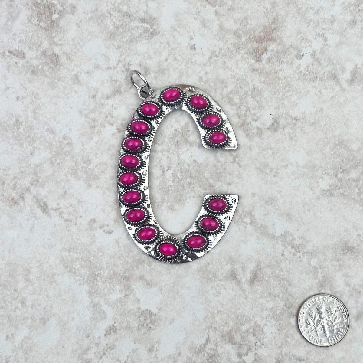 Western Faux Turquoise Initial Pendant