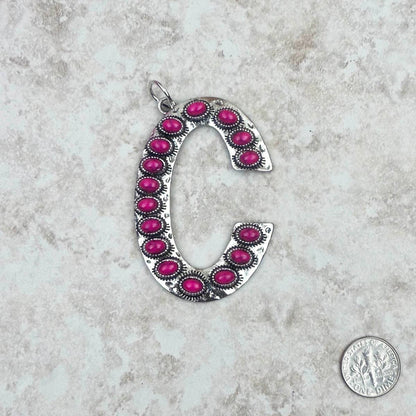 Western Faux Turquoise Initial Pendant