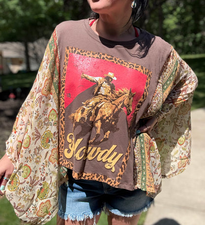 Howdy Western Cowboy Kantha Style Top