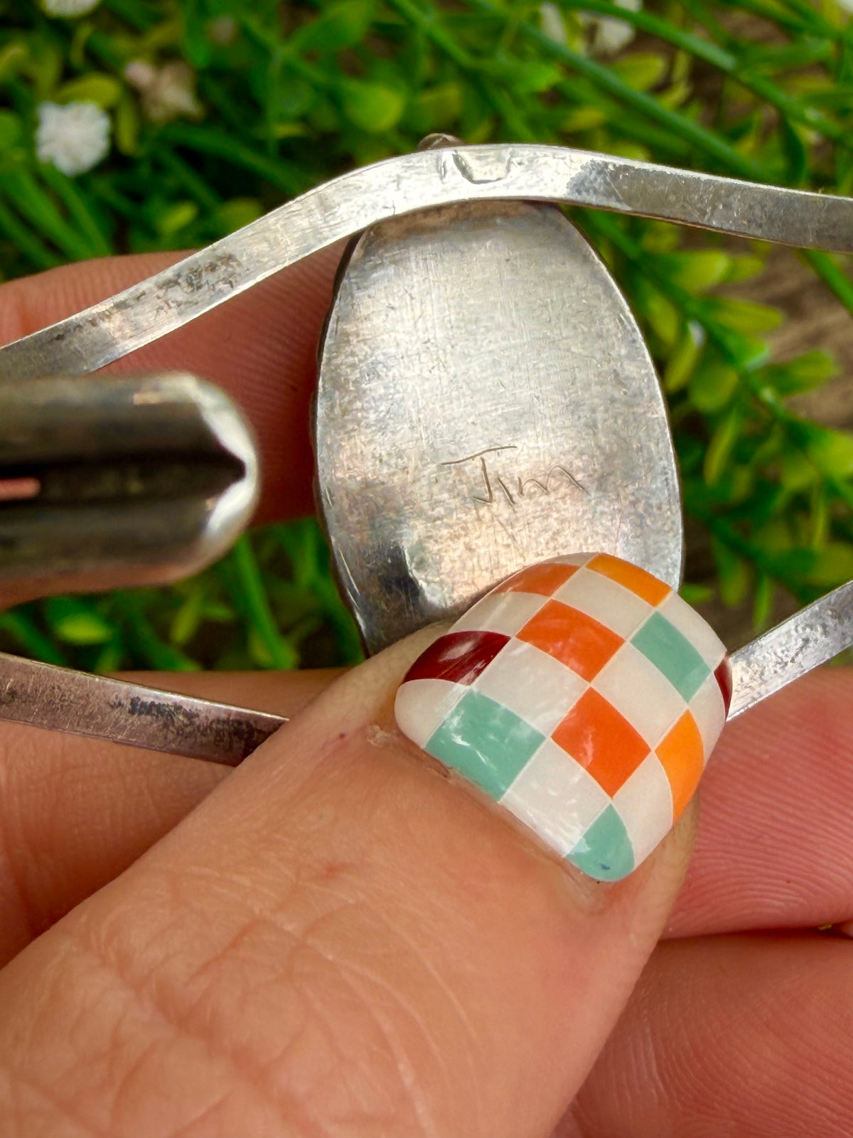 Vintage Inlay Flower Cuff Bracelet