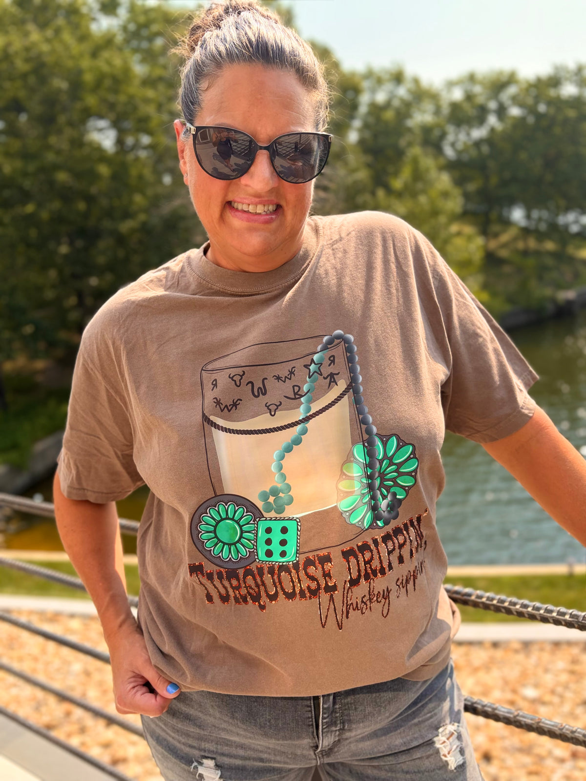 Whiskey Sippin Turquoise Tee
