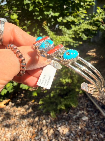 Kree Blanchard - Turquoise + Coral Stacker Cuff