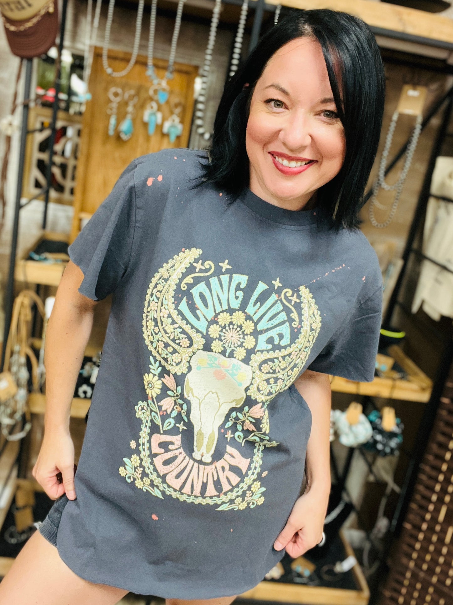Long Live Country Acid Washed Tee