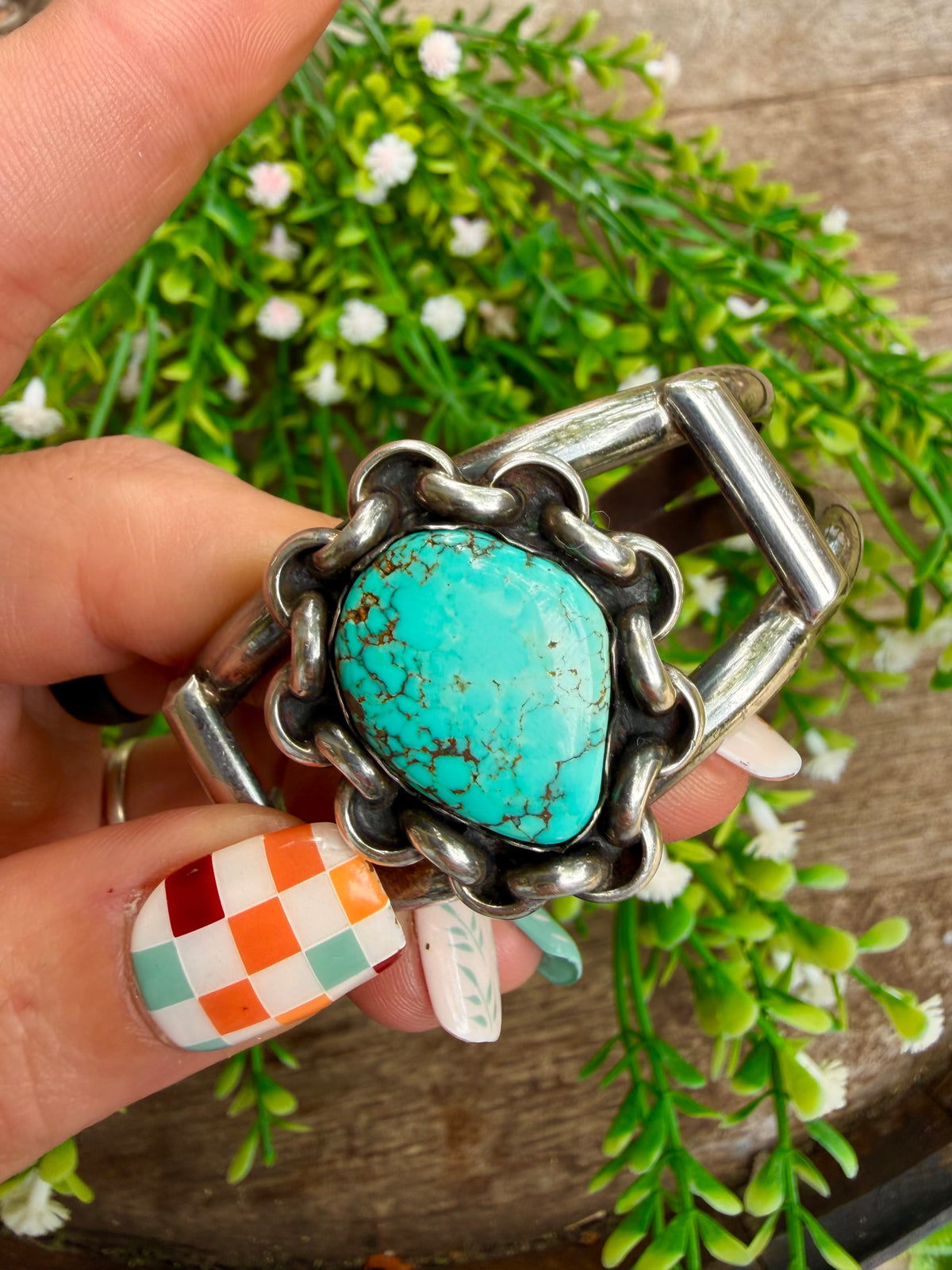 Nevada Turquoise Chain Cuff Bracelet