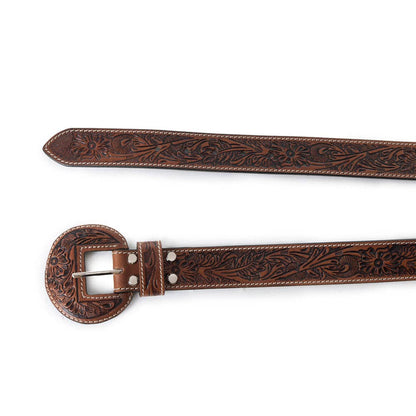 Bronc Ready Tooled Leather Belt