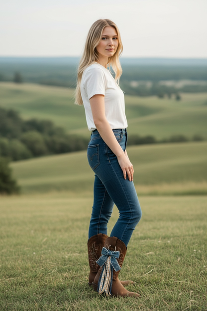 Golden Prairie Denim Boot Charm