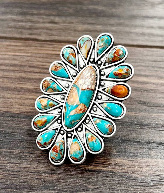 Multi Gemstone Adjustable Ring