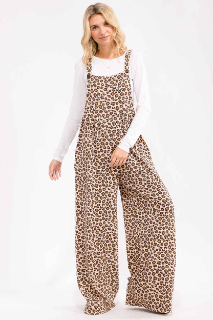 Lucy Leopard Wide Leg Overalls