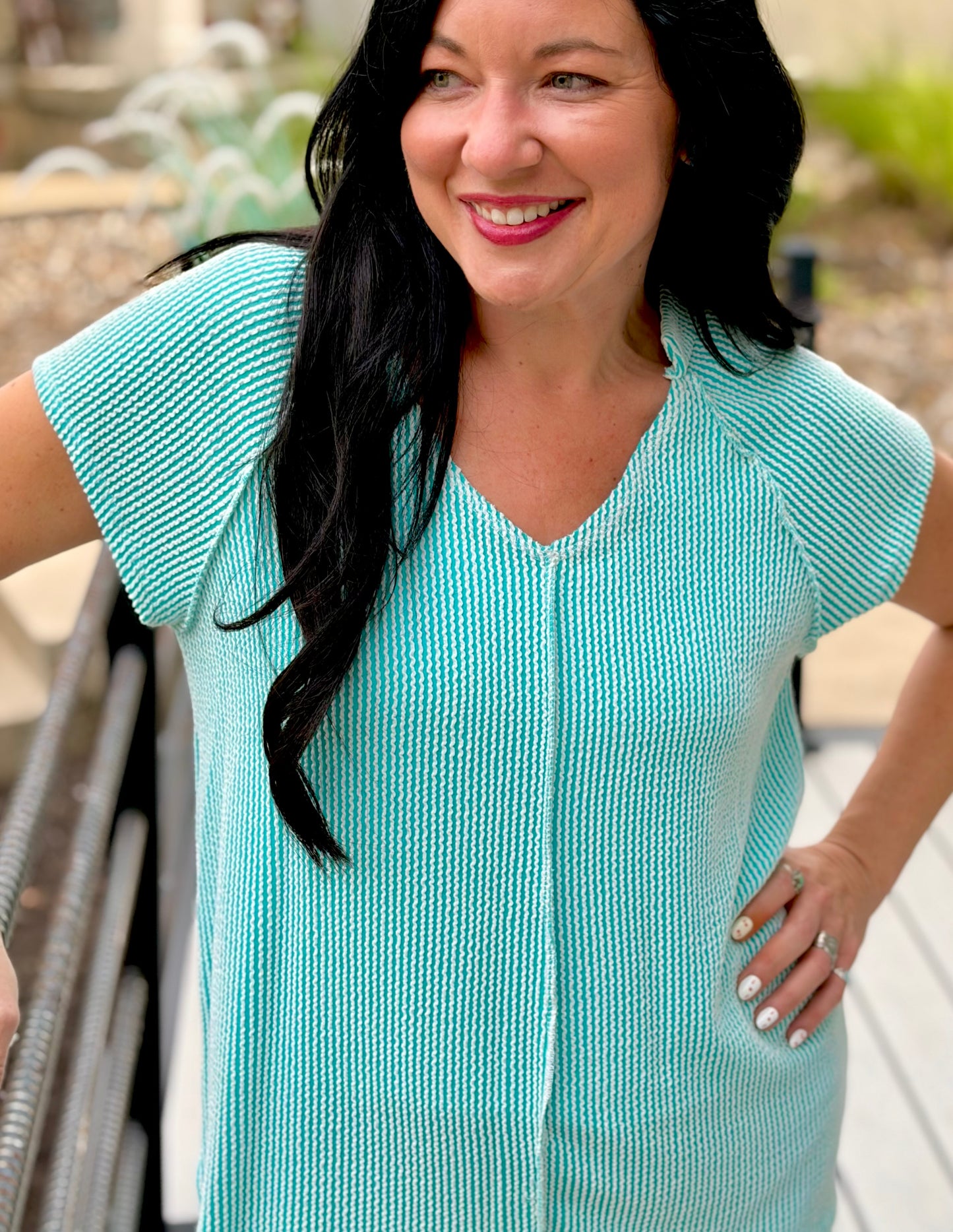 Turquoise in Style Ribbed Top