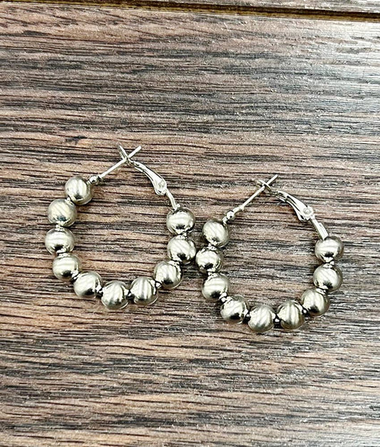 6mm Silver Navajo Bead Earrings