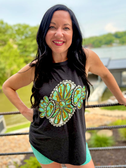 Turquoise Drop Tank Top