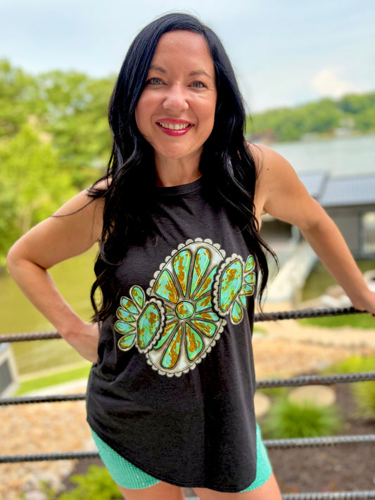 Turquoise Drop Tank Top