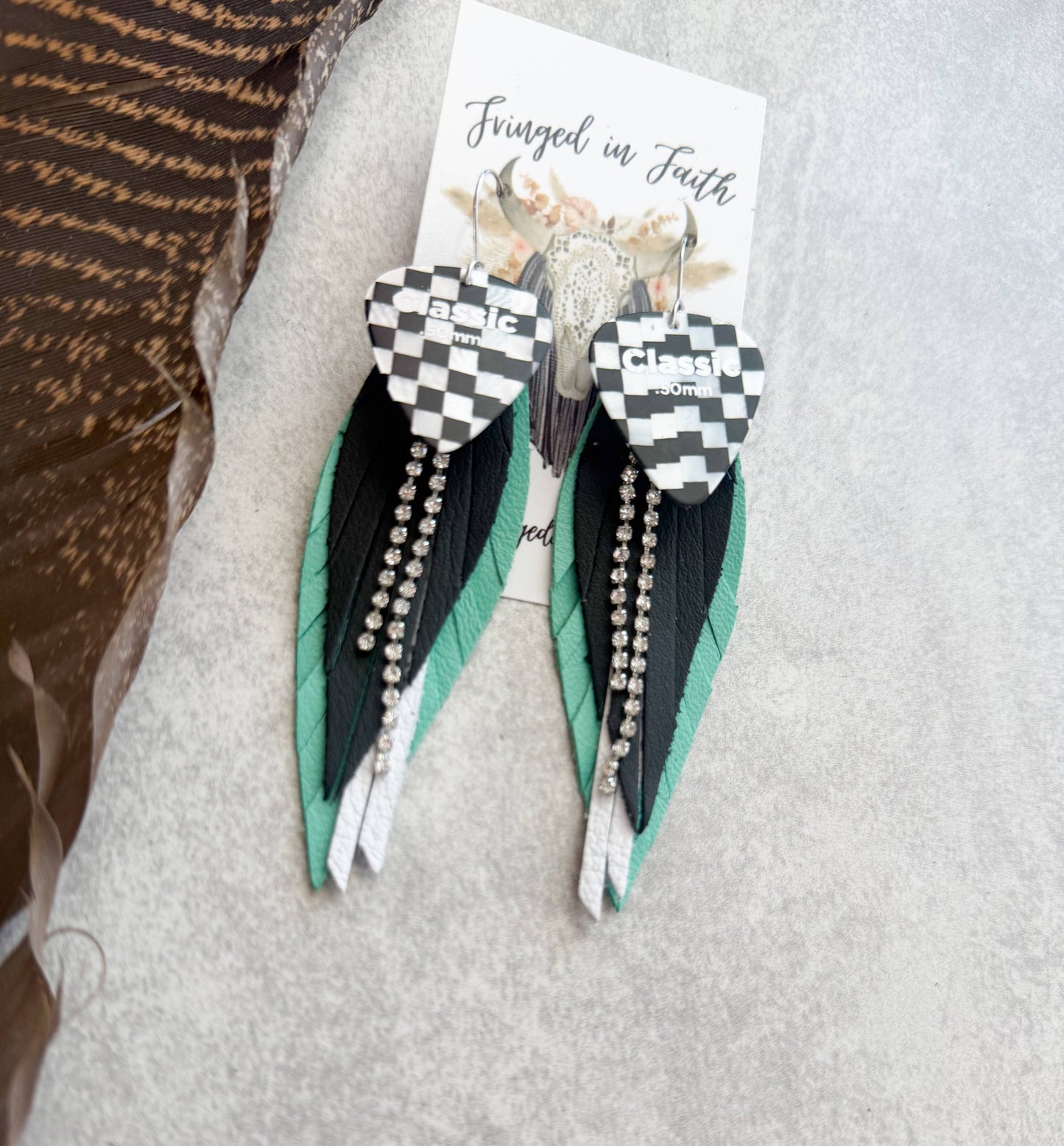 Checked Out Fringe | Mint Earrings