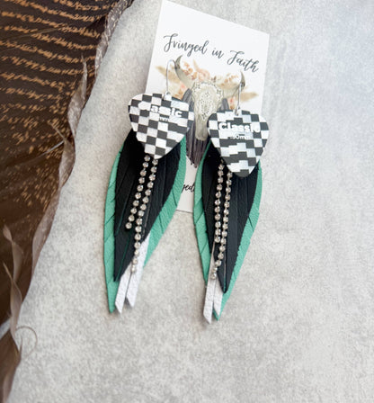 Checked Out Fringe | Mint Earrings