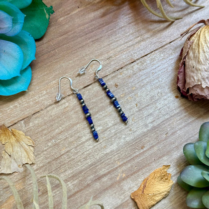 Blue Lapis Cube Dangle Earrings