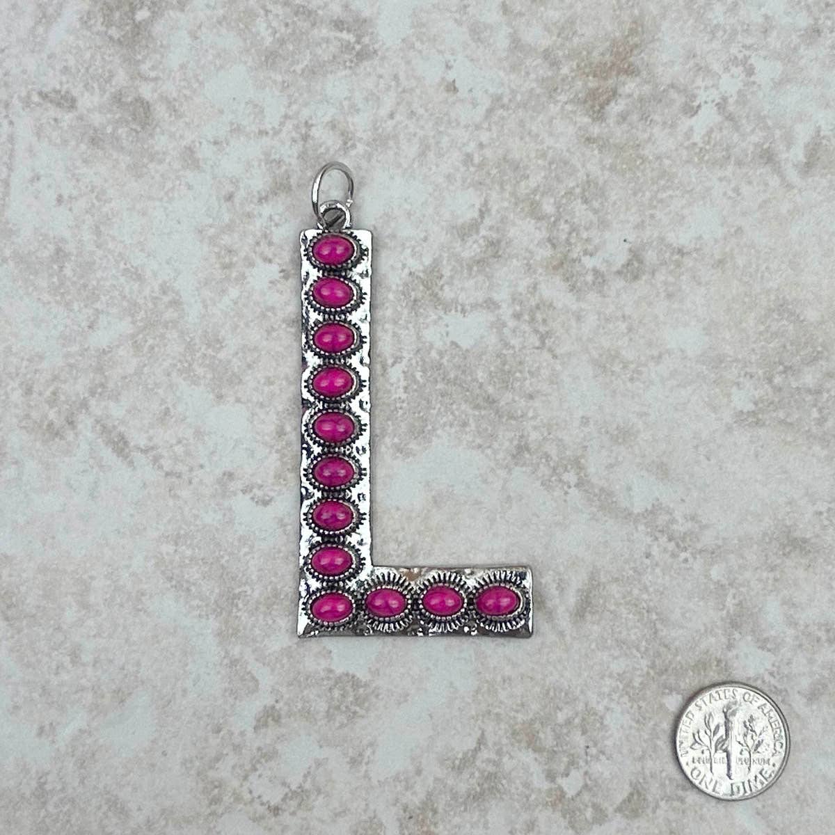 Western Faux Turquoise Initial Pendant