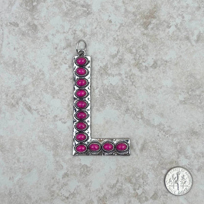 Western Faux Turquoise Initial Pendant