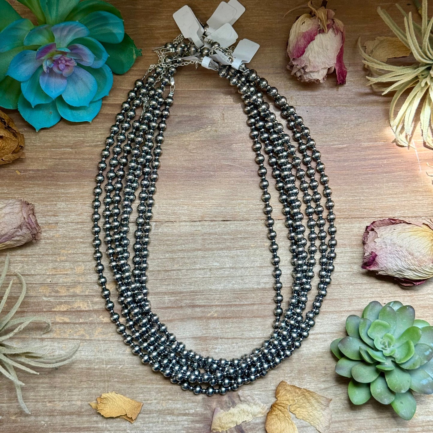 20 inch - Alternating Sterling Silver Pearl Necklace