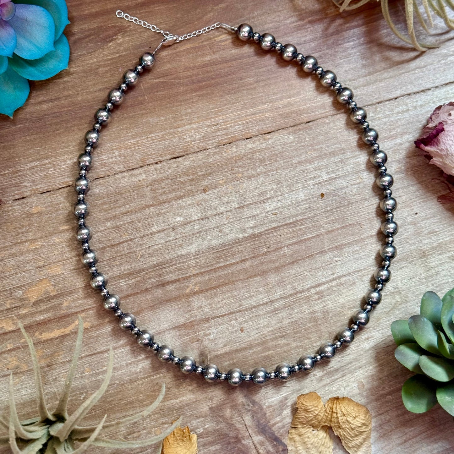 18-Inch Sterling Silver Pearl Necklace – 4mm & 8mm Alternating Pearls