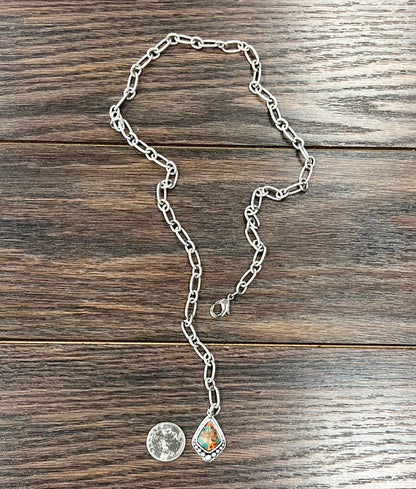 Spiny Gemstone Lariat Necklace