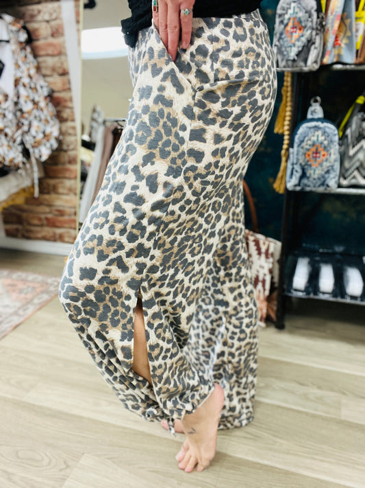 Boho Leopard Side Ankle Pant