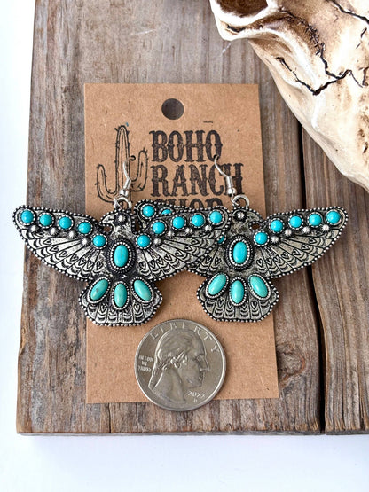 Western Thunderbird with Stone Drop Earrings
