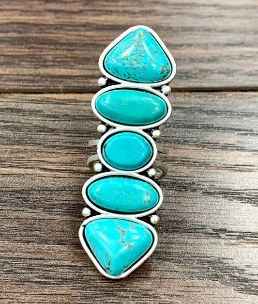 Turquoise Totem Adjustable Ring