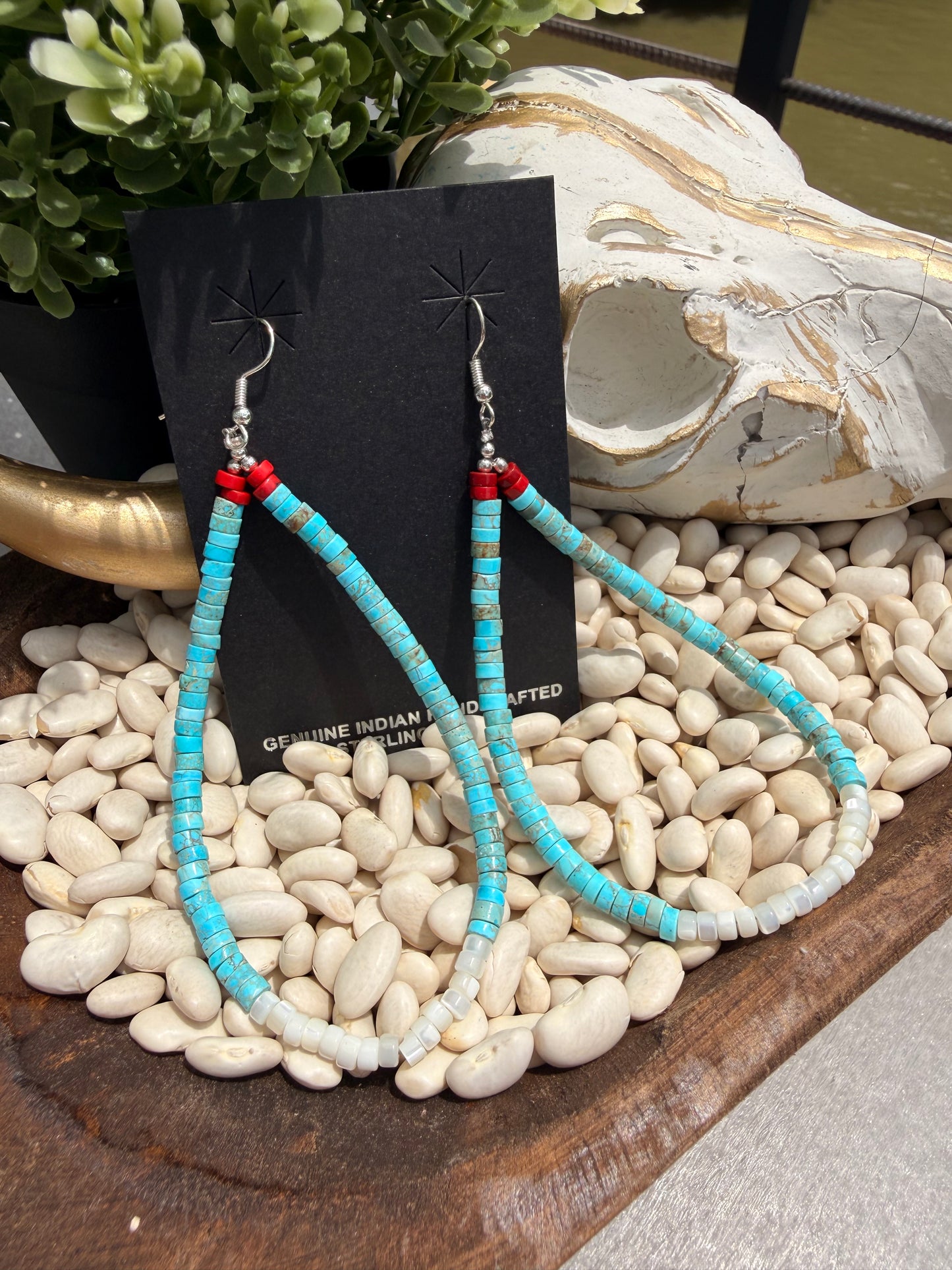 Miranda Thompson - Turquoise | Pearl | Coral Beaded Earrings