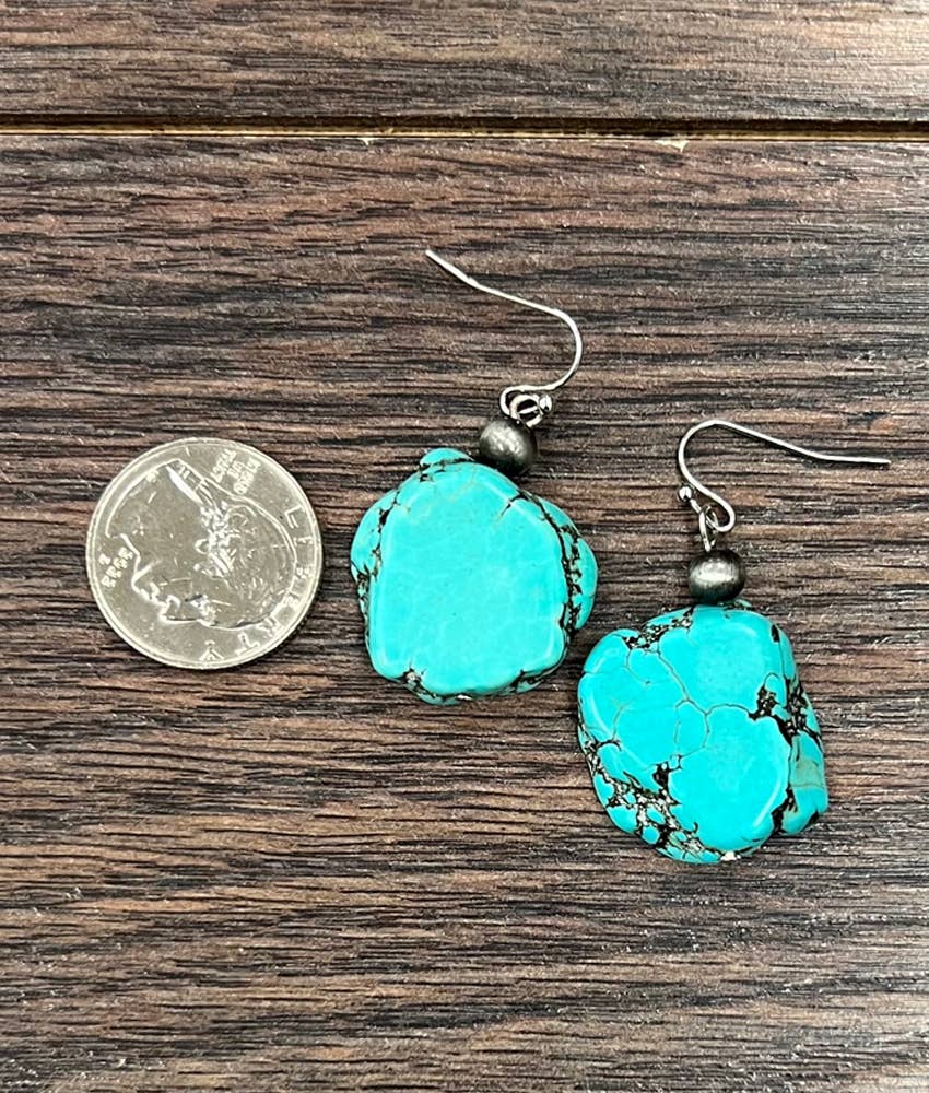 1.2" Turquoise Slab Earrings