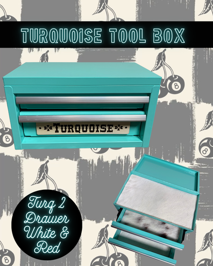 2 Drawer Turquoise Toolbox | Jewelry Organizer