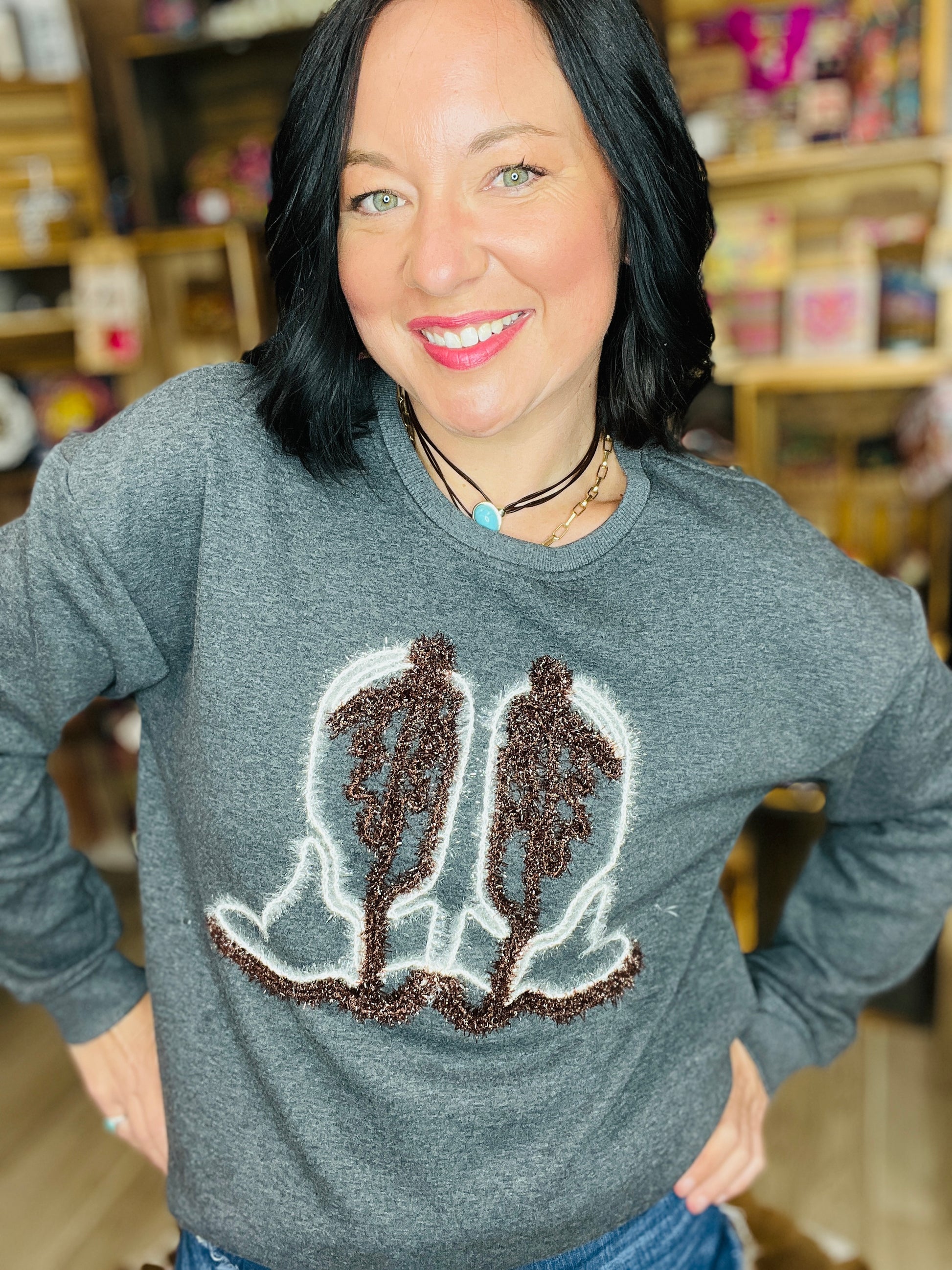 Grey Boot Stitch Sweatshirt