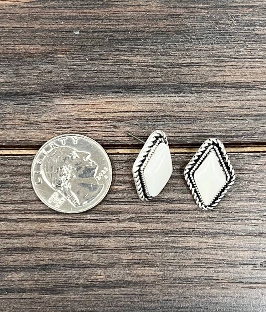 16mm Diamond White Stud Earrings