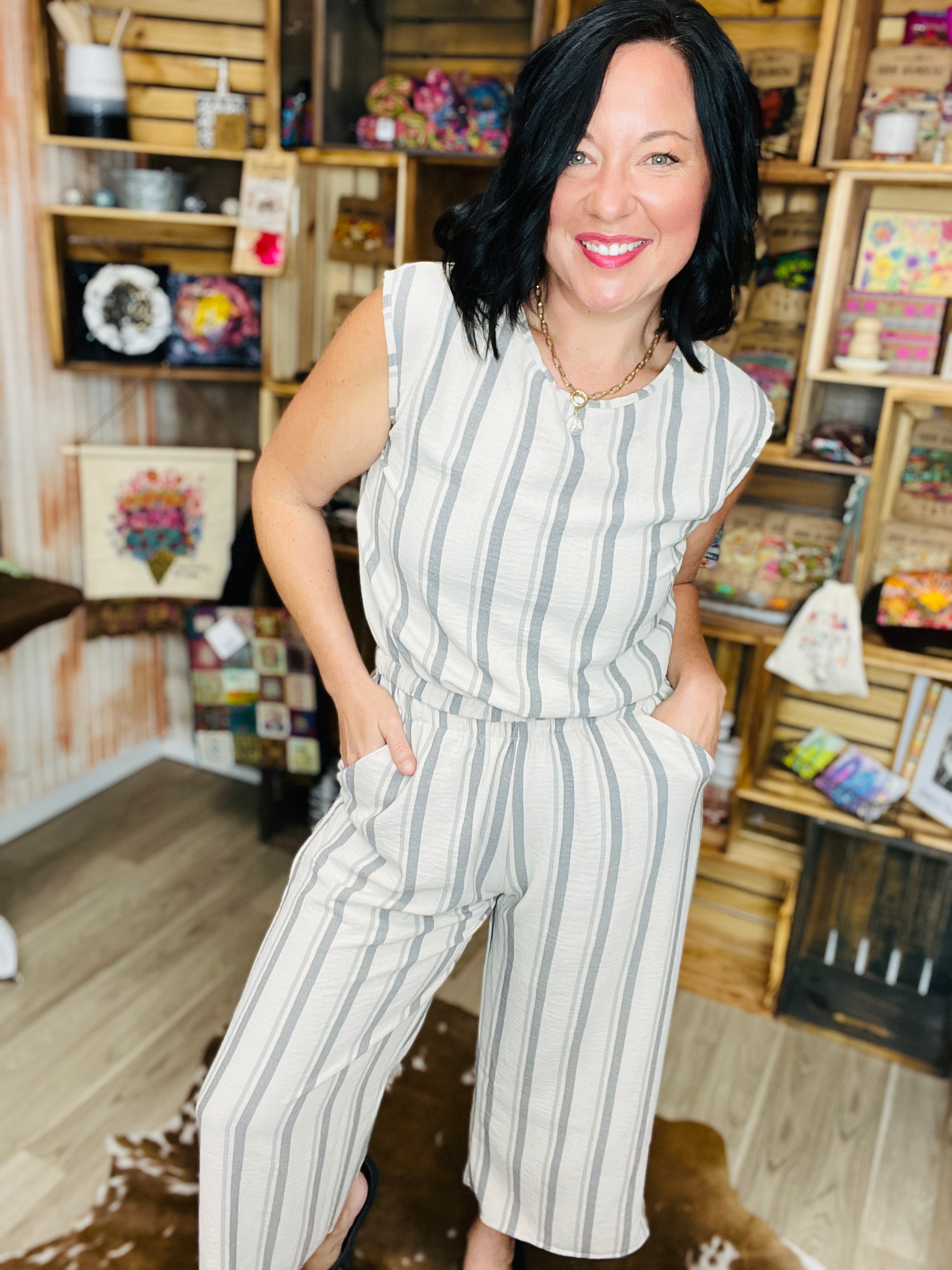 Linen Striped Pant Set