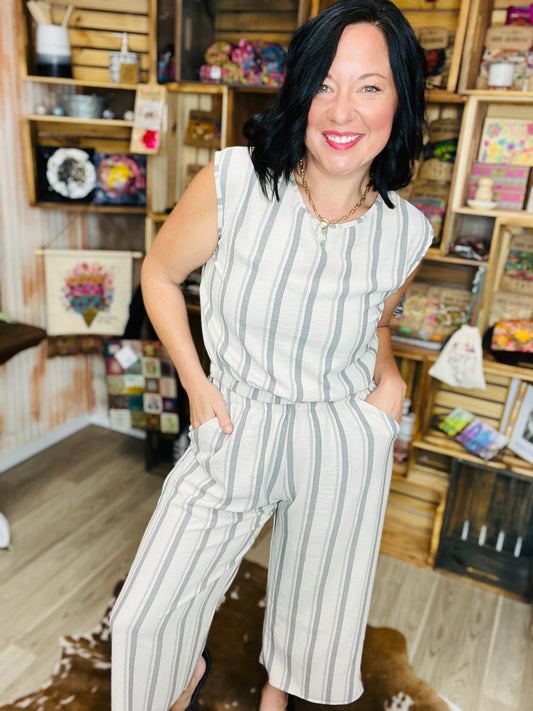 Linen Striped Pant Set