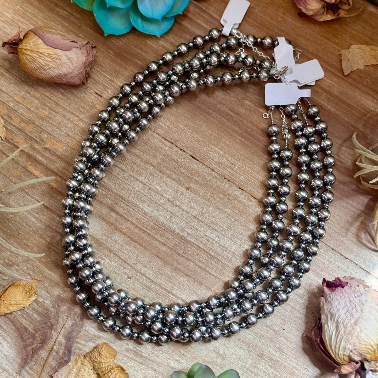 18-Inch Sterling Silver Pearl Necklace – 4mm & 8mm Alternating Pearls