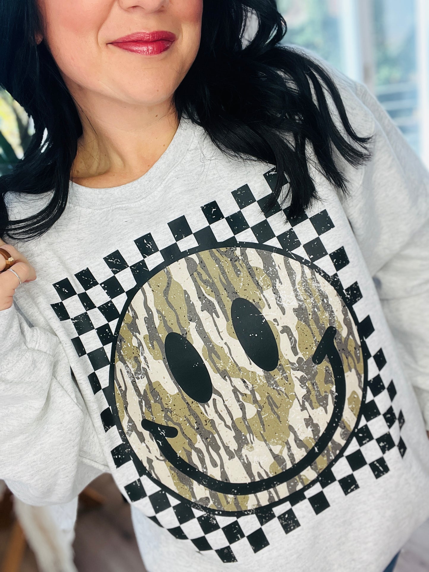 Camo Smiley Crewneck