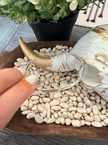 Alive Tahe - Stamped Slim Silver Cuff