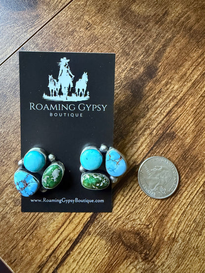 3 Stone Cluster Earrings