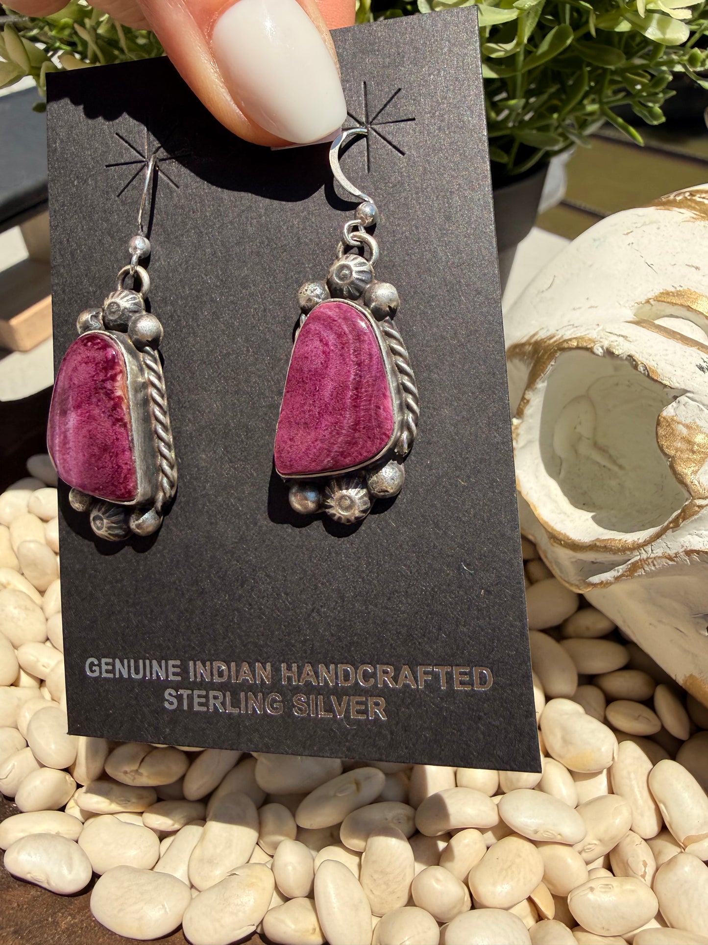 Augustine Large - Purple Spiny Oyster Dangle Earrings