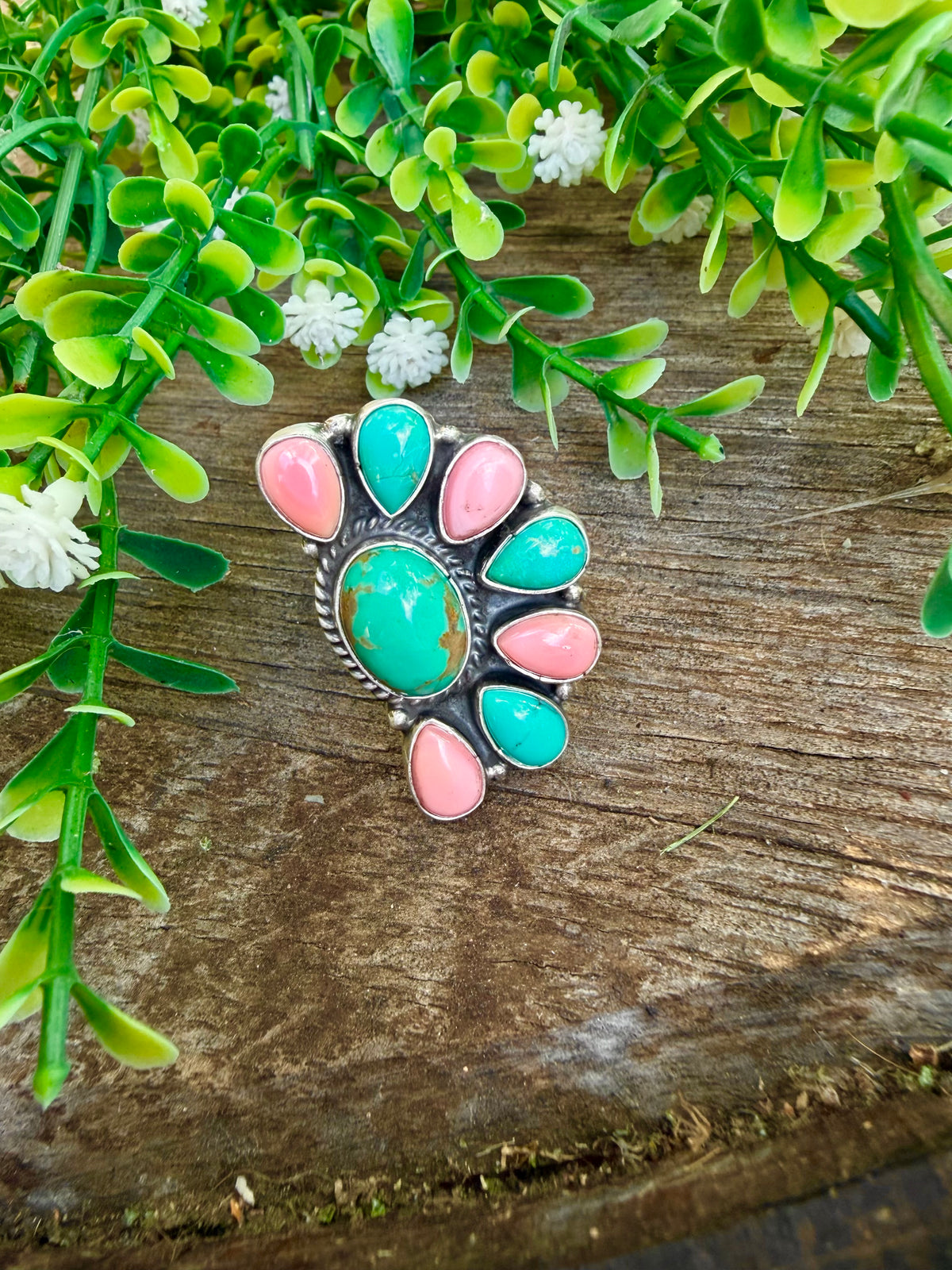 Marcella James Conch & Kingman Adjustable Ring