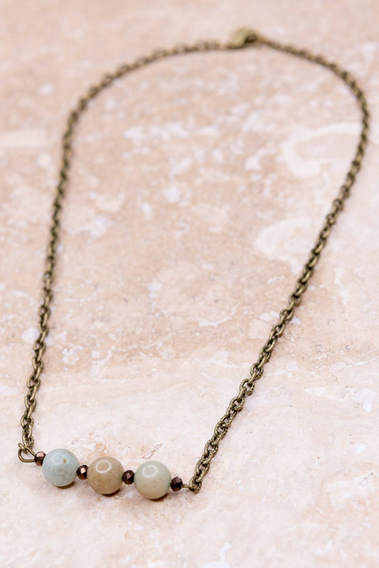 Amazonite 3 stone necklace