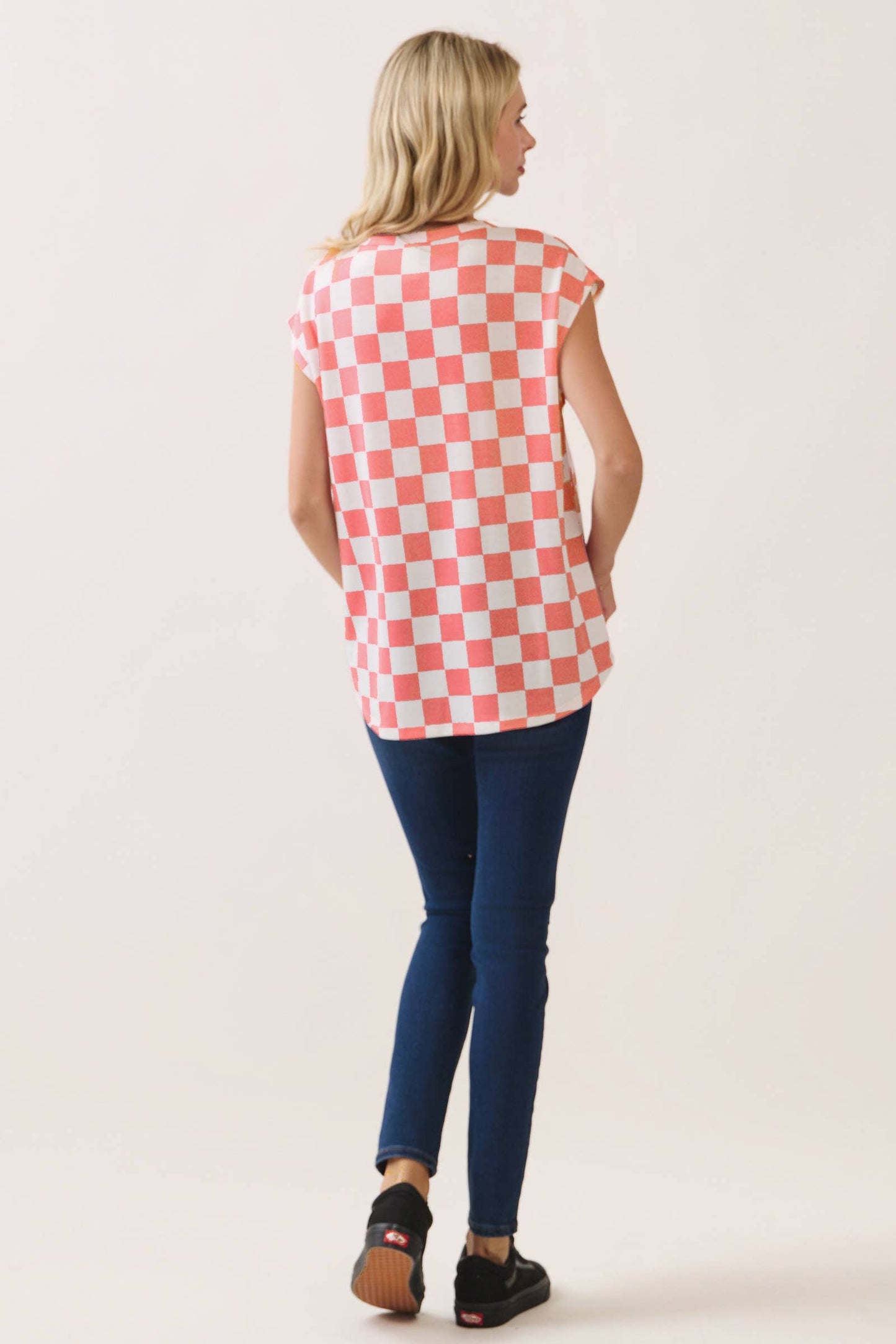 Retro Coral Check Top