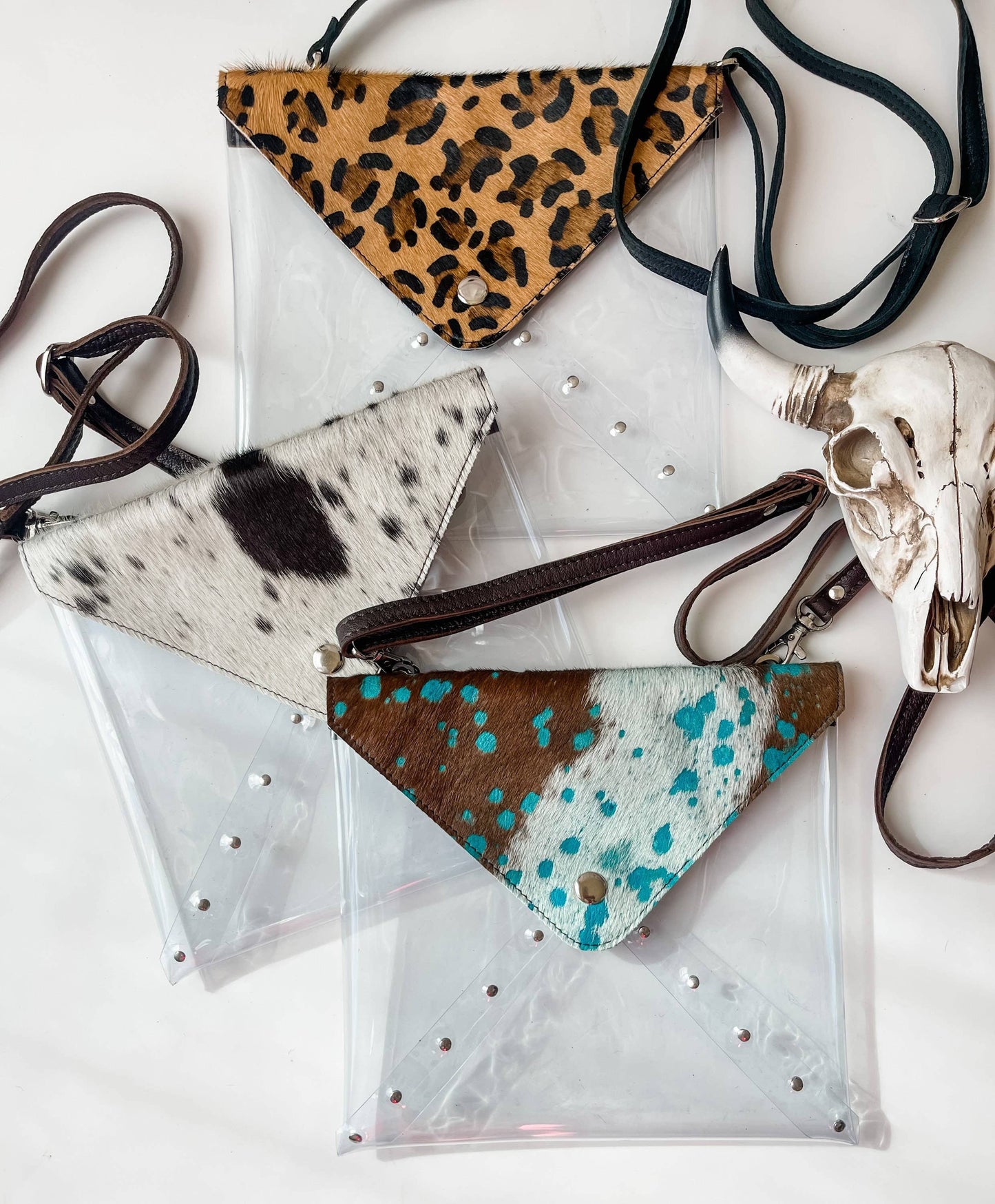 Western Cowhide Hairon Clear Crossbody Purse