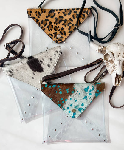Western Cowhide Hairon Clear Crossbody Purse