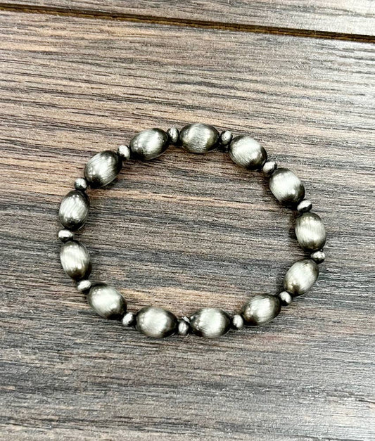 10mm Oval Navajo Bead Stretch Bracelet