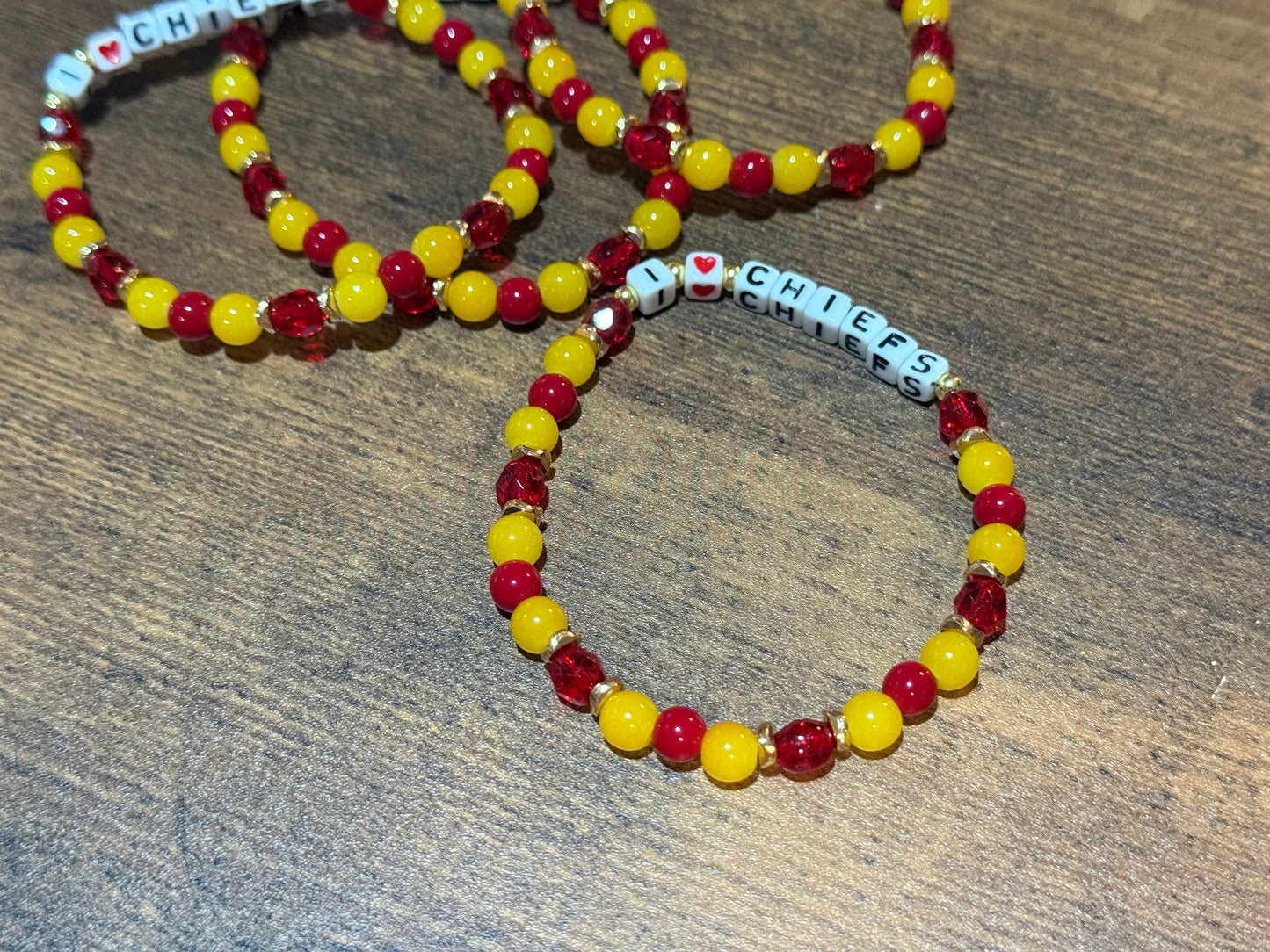 KC Red and Yellow Stretch Beaded Bracelet