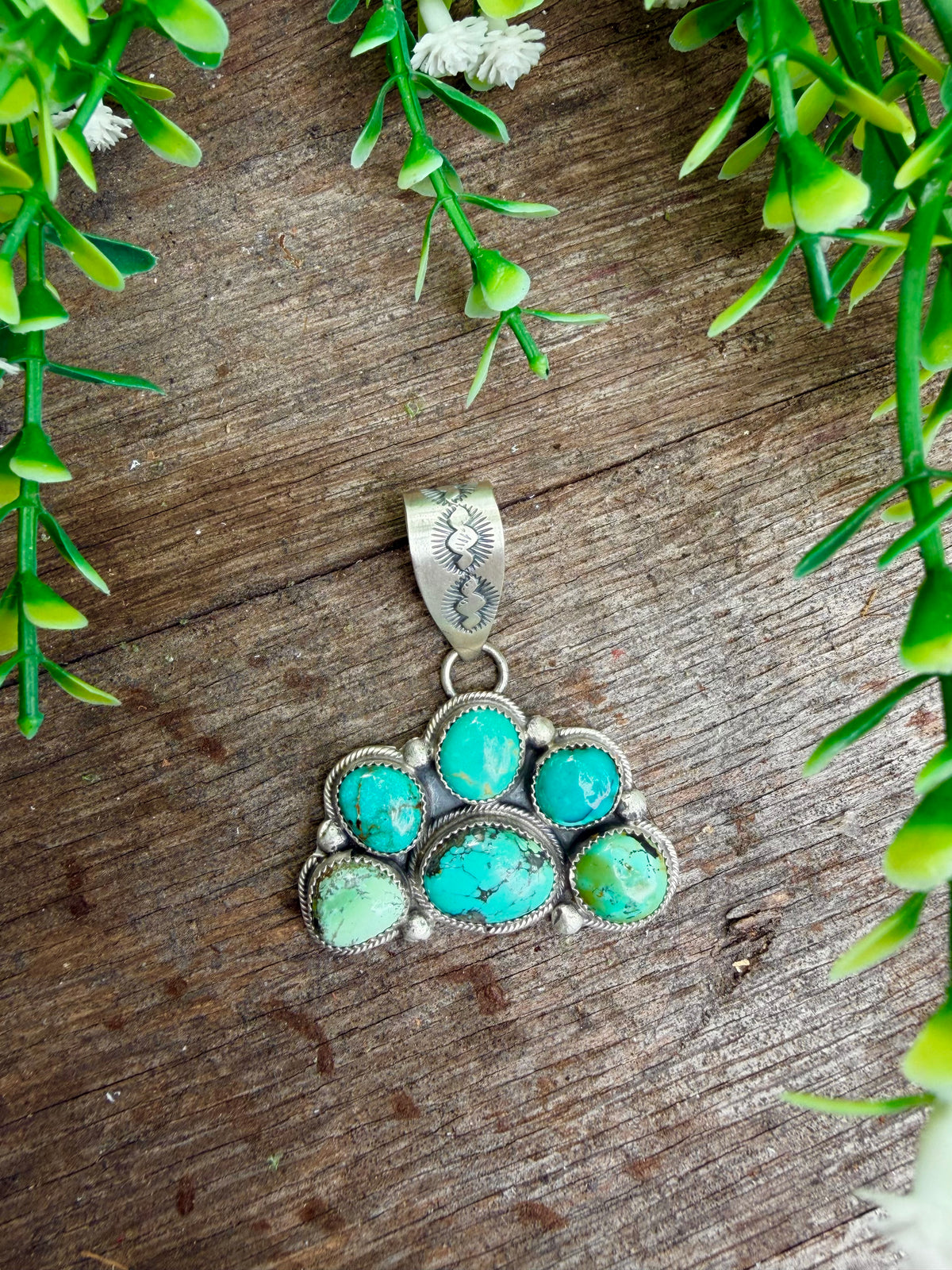 Kingman Turquoise Window Cluster Pendant