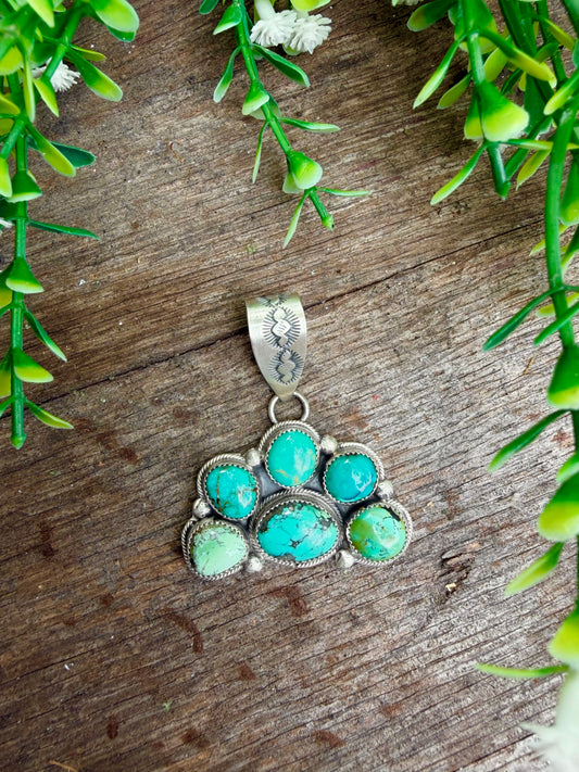 Kingman Turquoise Window Cluster Pendant