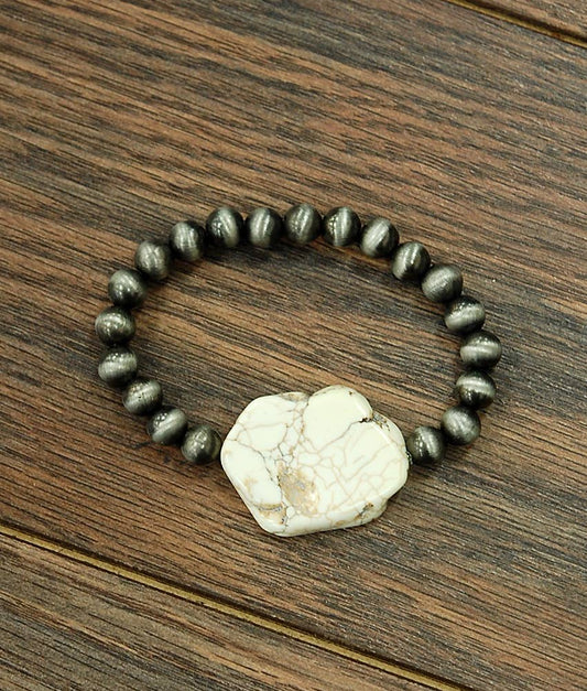 White Slab Stretch Bracelet