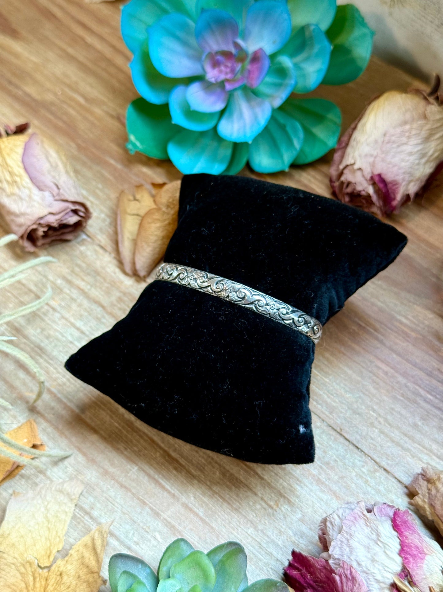 MJ Sterling Silver Cuff – Flexible Small Wrist Fit